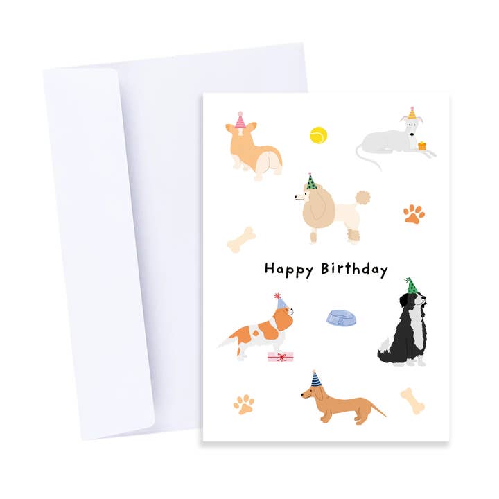 Popsy Press - Wholesale Birthday card - Party Pups Birthday Card - Dog-Themed Happy Birthday Card