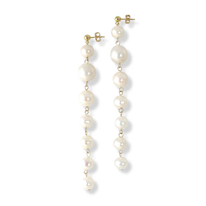 Waterfall Earrings in White Pearl for wholesale by Riina Mettas Jewelry