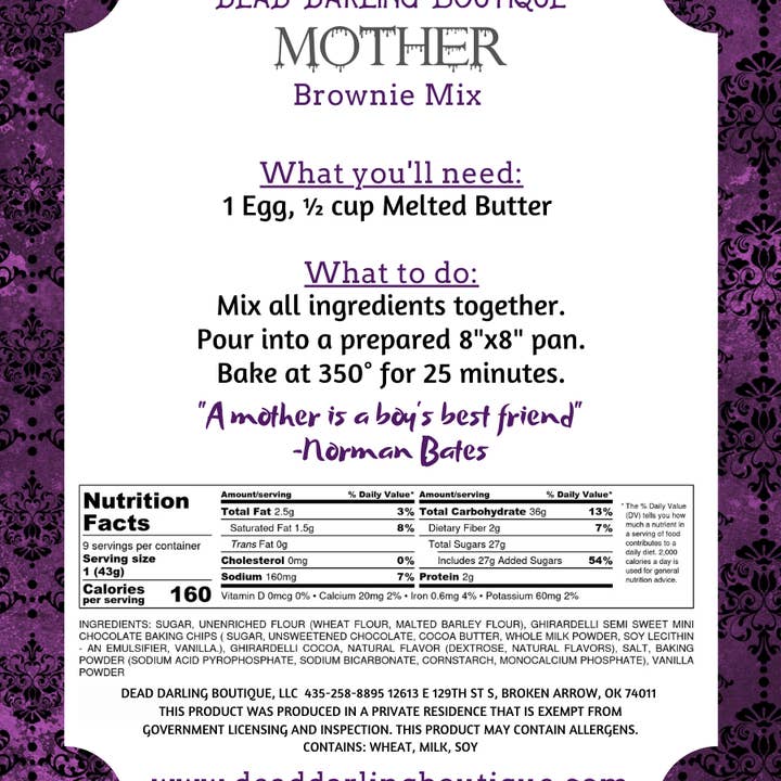 Dead Darling Boutique - Wholesale Brownie mix - Mother Brownie Mix4