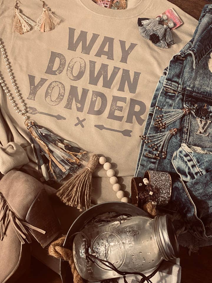 Way Down Yonder - Distressed Western Style Tshirt for wholesale by Southern Fashion