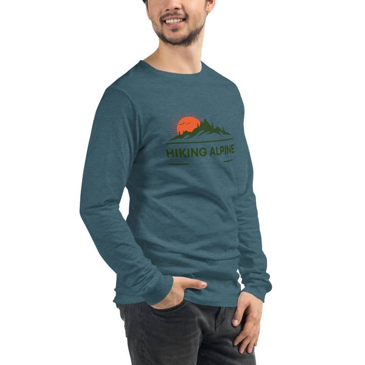 Hiking Alpine – wholesale T-shirts med screentryck – Herr – Vandring Alpine Peak Unisex Långärmad T-shirt