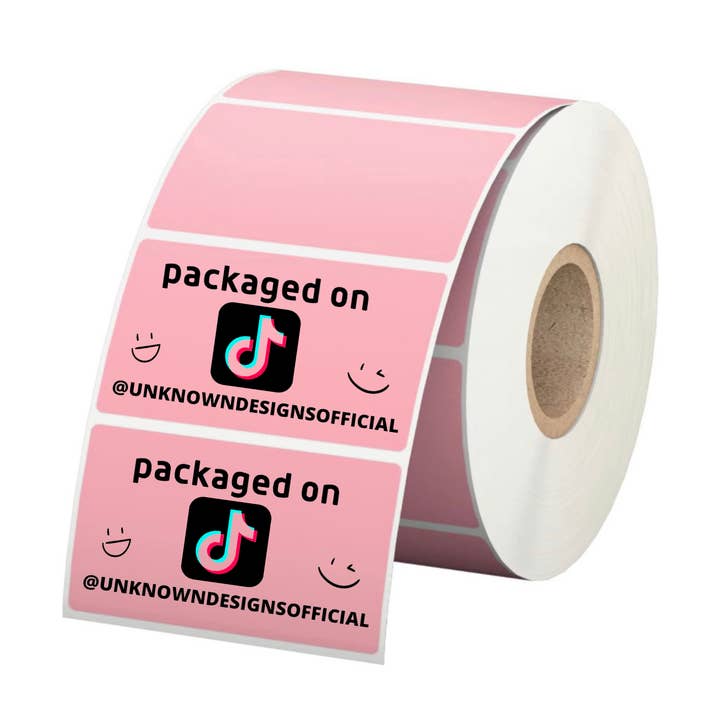 500 "Packaged on TikTok" packaging label/stickers for wholesale by Unknown Designs