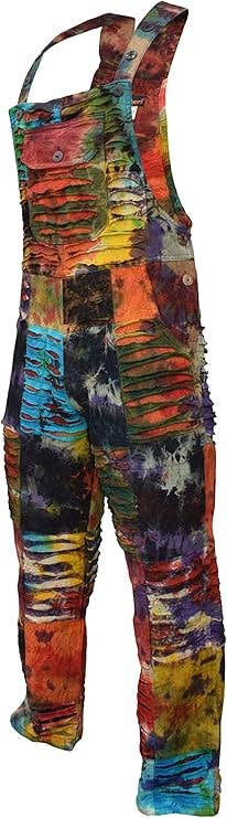 Gheri - Wholesale Overalls - Women's - Womens Tie Dye Ripped Patchwork Overalls Cotton Dungarees1
