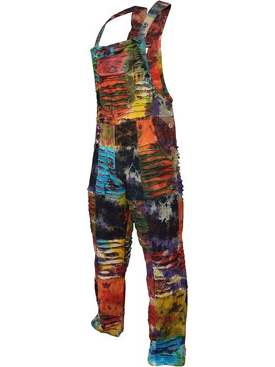 Gheri - Wholesale Overalls - Women's - Womens Tie Dye Ripped Patchwork Overalls Cotton Dungarees1
