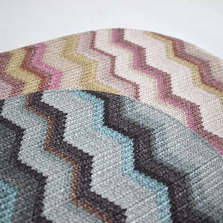 Signature Home Collection GmbH - Wholesale Placemat - Set of 6 oval synthetic leather zigzag grey blue pink placemat2