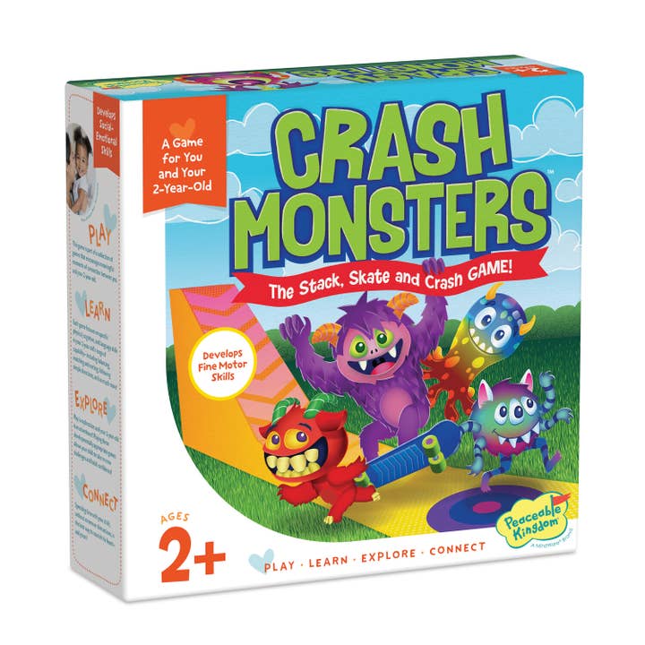 Peaceable Kingdom Crash Monsters - The Stack, Skate and Crash Preschool Game! for wholesale by Just Imagine Toys