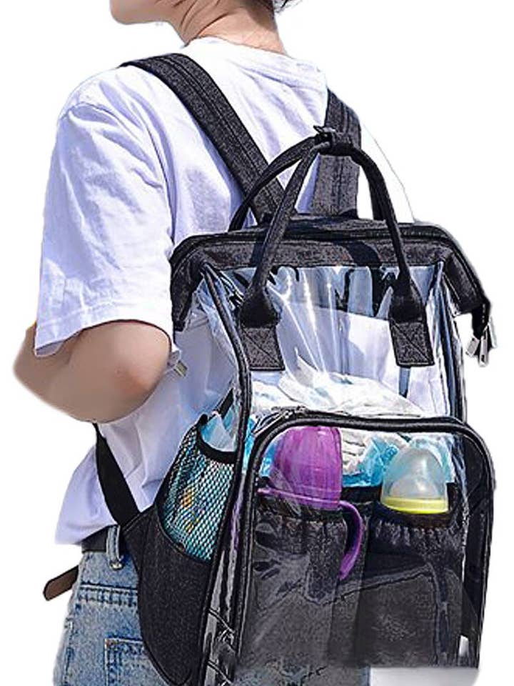 Transparent Clear PVC Canvas Lined Durable Backpack for wholesale by Cap Zone