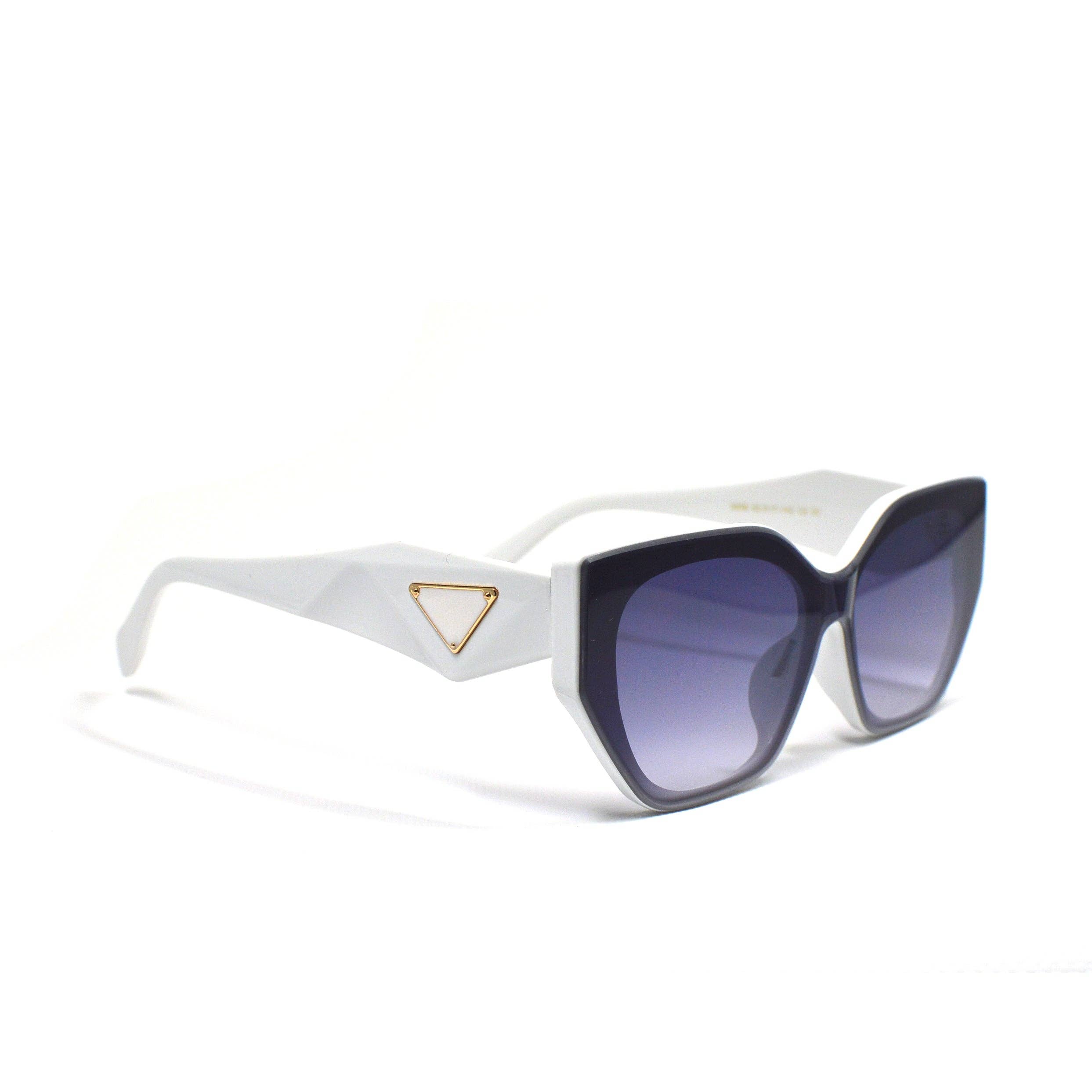 LUV & Co. - Wholesale Sunglasses - Women's - Chic White Cat Eye Sunglasses UV Protection0