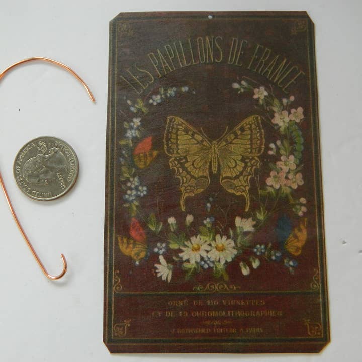 Sarah Wood Studio – wholesale Ornament – Ornament Antique Book Cover Butterflies of France in French1