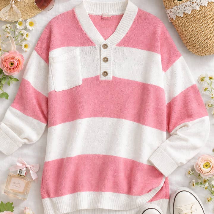 JadyK - Wholesale Button Down Shirt - Women's - Spring 2026: Lilly Breezy Button Up Stripes Blouse1