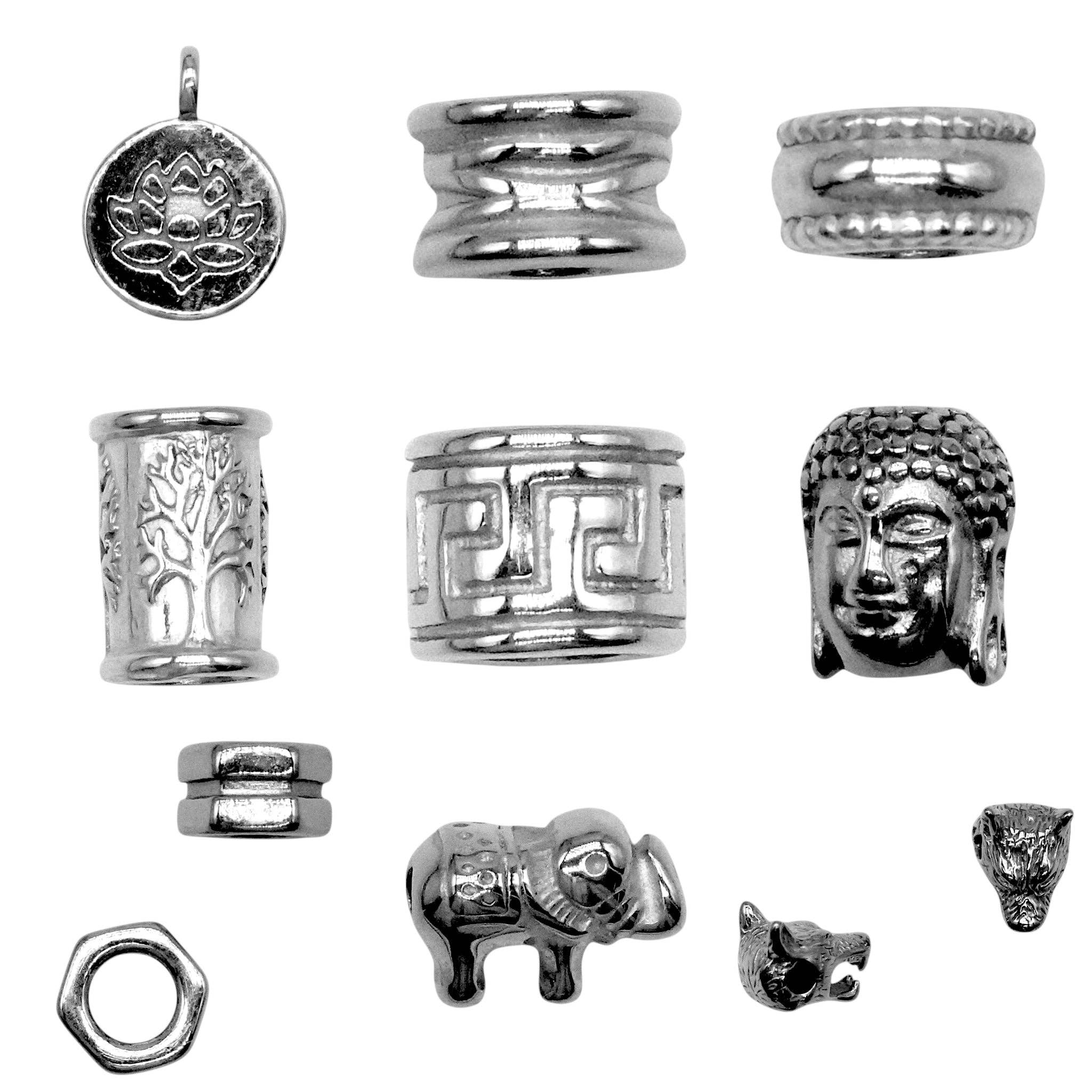 Foliesbijoux - Wholesale Individual Charm/Pendant - Set of 10 silver stainless steel spacer charms (9 models available)0