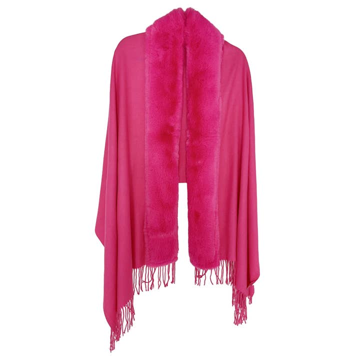 JC Sunny Fashion - Wholesale Scarf - Women's - JC062843 16 Colors-Faux Fur Trim Softer Than Cashmere Shawl/Scarf1