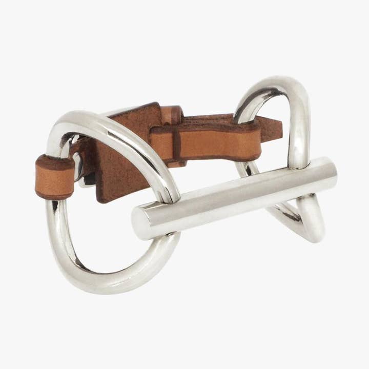 Paardenliefhebber armband van kameel leder en zilver verguld voor wholesale door CXC