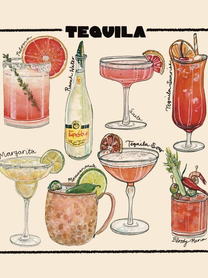 Classic Tequila Cocktail Coaster Set of 4 for wholesale by artxnikki