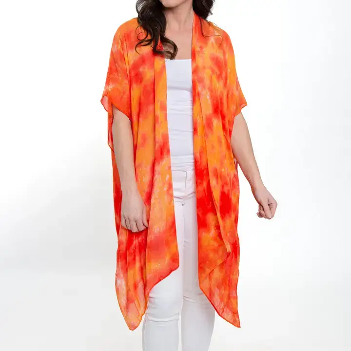 Elsie & Zoey – Engroshandel Strandbadekåbe – Dame – Kylah Orange Crush Letvægts En Størrelse Badedragt Dække Op1