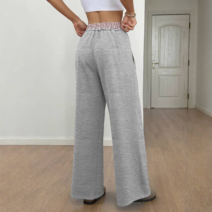 Grigio Chiaro Pantaloni Casual a Gamba Larga con Blocchi di Colore Trend TikTok Donna in vendita all'ingrosso su Faire3