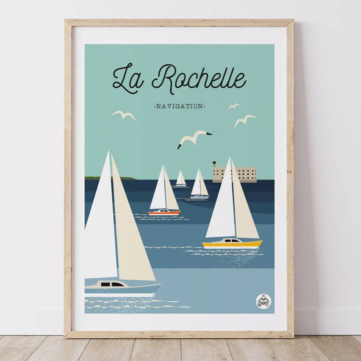 Affiche LA ROCHELLE - Navigation pour la vente par Les Petits Yéyés