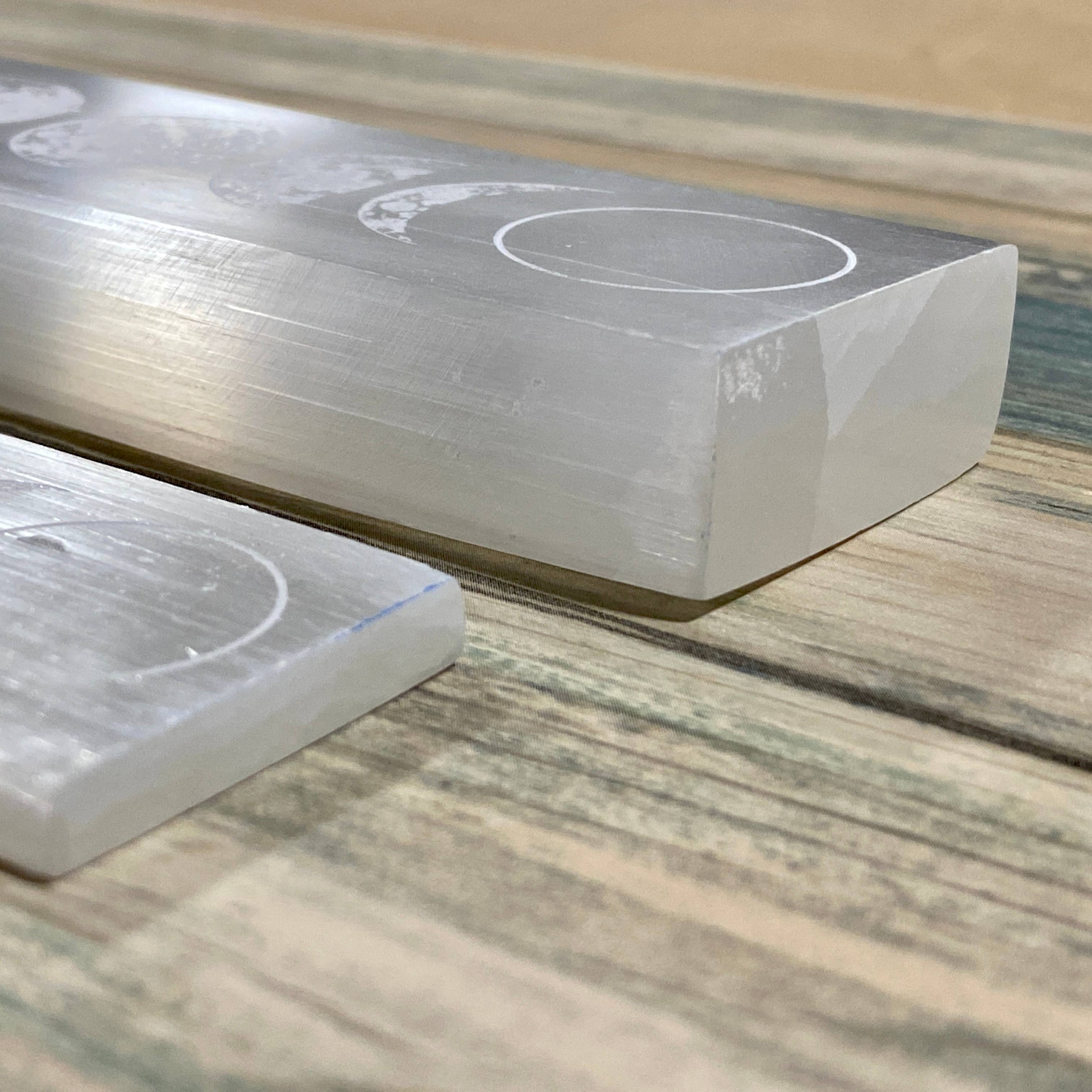 Zen and Meow - Wholesale Crystal Grid - Selenite Platform Engraved Moon Phase2