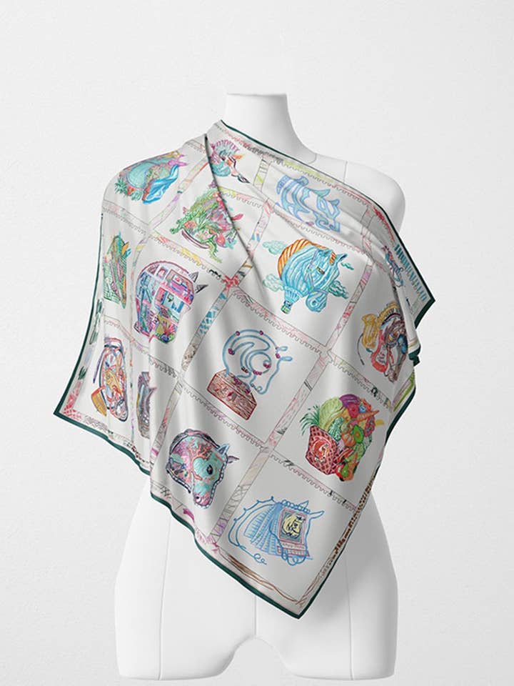 Splicing Colorful Art Print Square Satin Scarf DP25F448 for wholesale by Dipped Shop