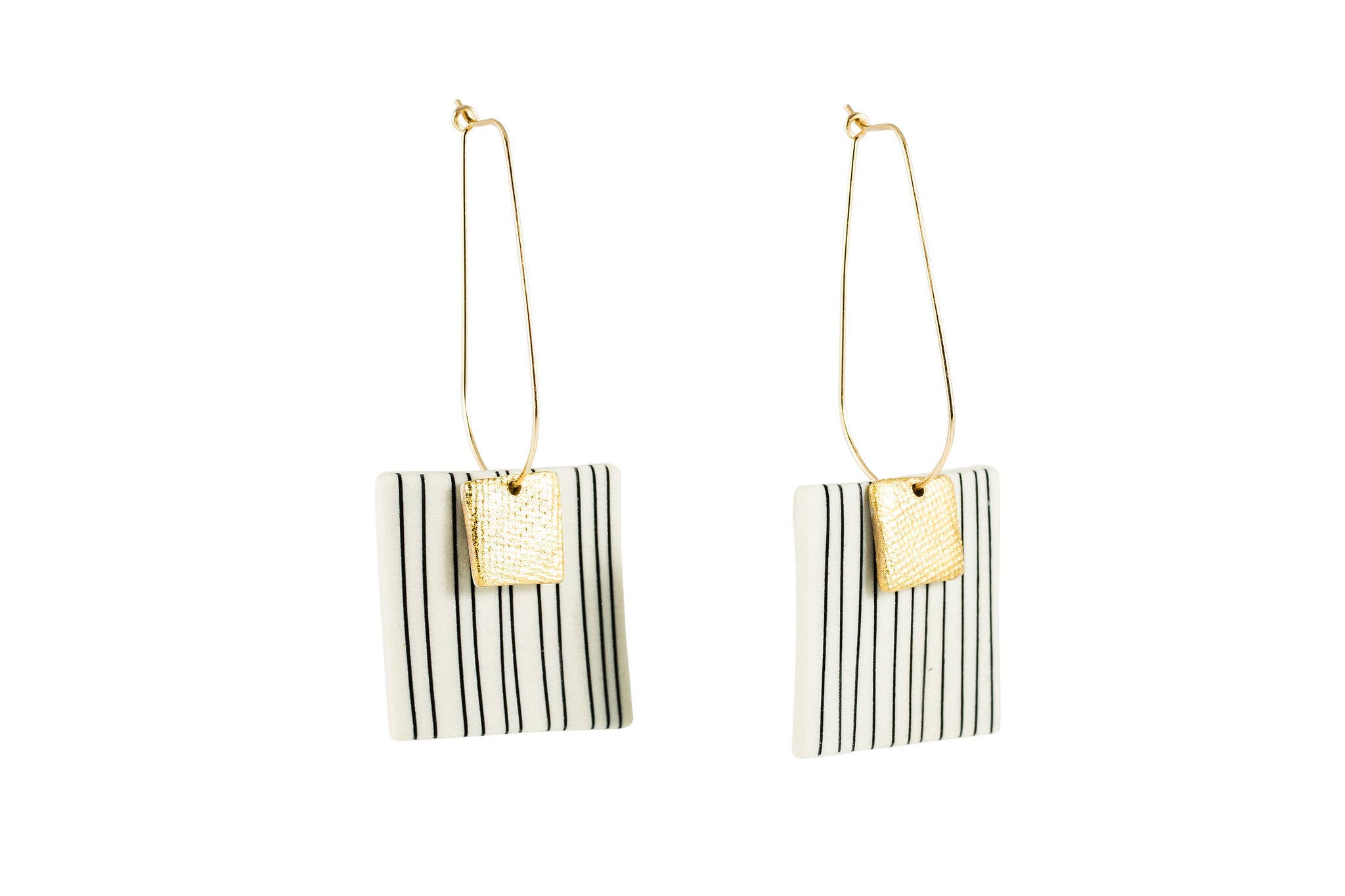 Jenna Vanden Brink Ceramics - Wholesale Dangle Earrings - Pinstripe Square Drops9