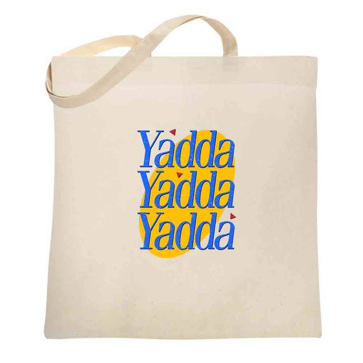 Negro Bolsa de mano Yadda Yadda con cita divertida para programa de televisión de venta al por mayor en Faire