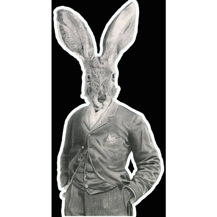 Hare Sticker. Unique Victorian style animal drawing for wholesale by Keith Harrop - Pencil Art