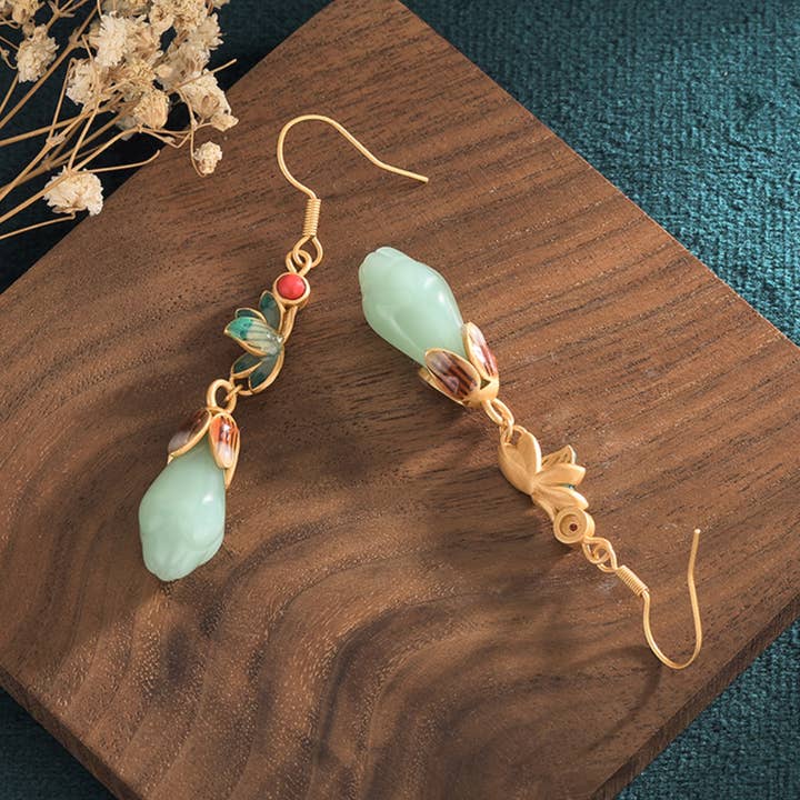 Bright MacMing - Wholesale Dangle Earrings - Enamel Lotus Earrings2