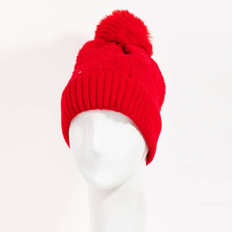 Collections by Fame Accessories - Vente Bonnet – femme - Bonnet en maille avec pompon Teddy8