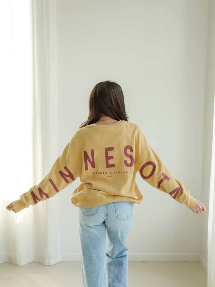 Minnesota Barkley met gesplitste crew met lantaarnmouwen voor wholesale door Gameday Social Apparel Co.®