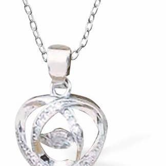 Collana in argento con cuore in cristallo danzante per la vendita all'ingrosso da parte di Byzantium Collection Ltd