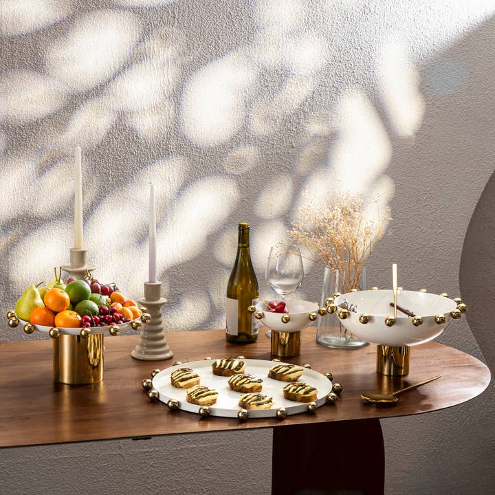 Godinger - Wholesale Decorative Plate/Dish/Bowl - Temari White and Gold Nut Bowl2