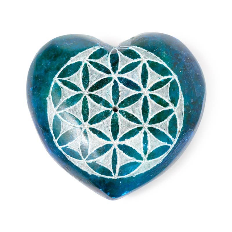 Puckator EU - Wholesale Incense Holder - Carved Soapstone Chakra Heart Flower of Life Incense Burner2