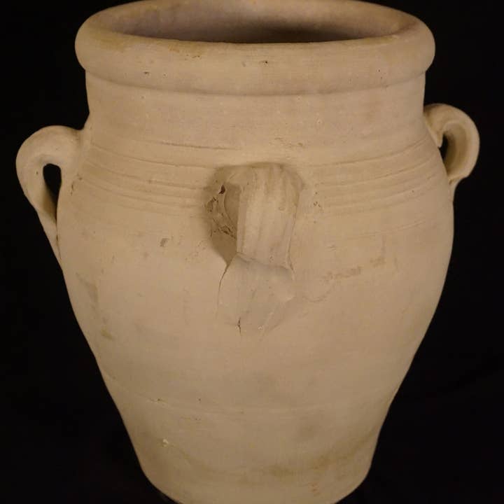 White Clay Pot w/4 Handles H 27.6" & Dia 23" for wholesale on Faire1