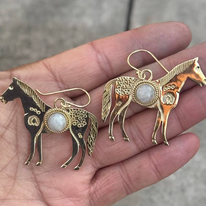 Lungta Imports - Wholesale Dangle Earrings - Hand Crafted Silver Horse Earring Bohemian Hippie 2