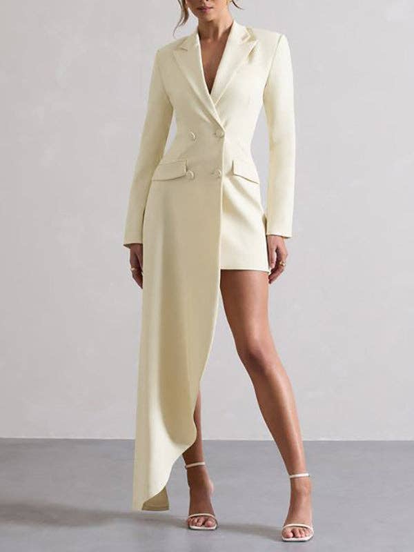 Sheer Trend - Wholesale Blazer - Women's - Asym Pocket Notch Collar Blazer
