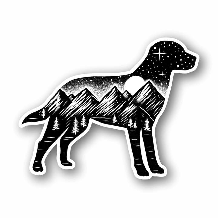 The Adventure Dog Outdoor Sticker for wholesale by Sticker Art