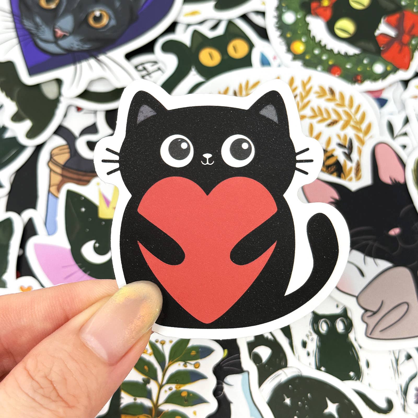 Wrapables.com - Vente Autocollant - Autocollants en vinyle imperméables Wrapables, 100 pièces, Chats noirs4