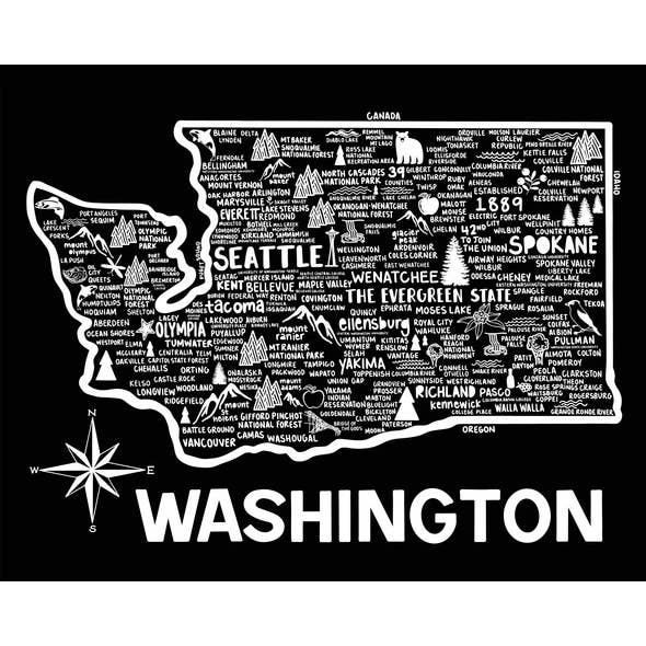 Washington Kort Sort for engroshandel hos Whereabouts Shop