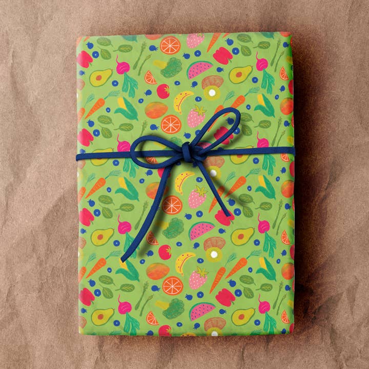 Fruits and Veggies Wrapping Paper Sheet for wholesale by Mother of the Moon