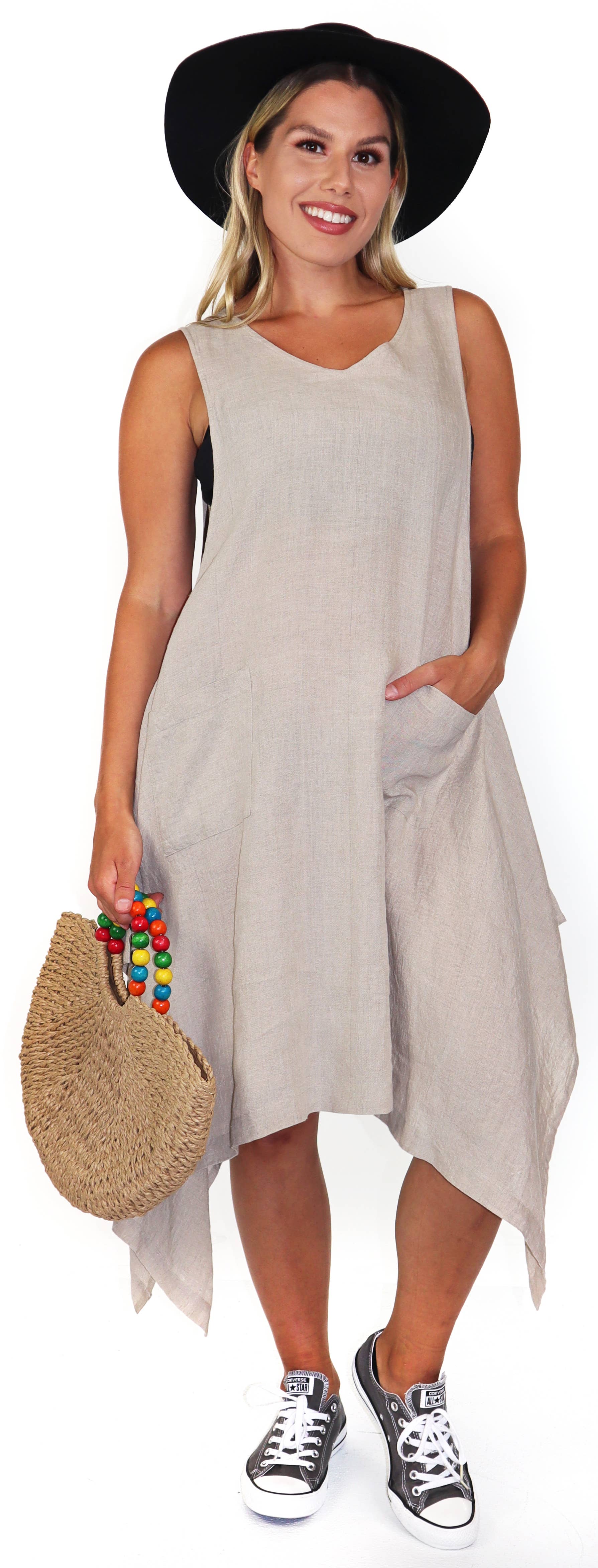 LINEN AND GAUZE - Wholesale Dress - Women's - 3292 Linen Dress1