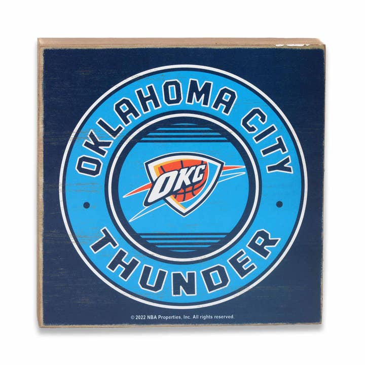 Oklahoma City Thunder Logo Deep Wood Wall Decor for wholesale by Open Road Brands, LLC
