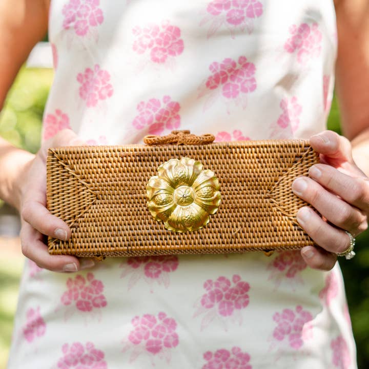 Lisi Lerch - Wholesale Clutch Bag - Women's - Colette Natural - Large Gold Charms