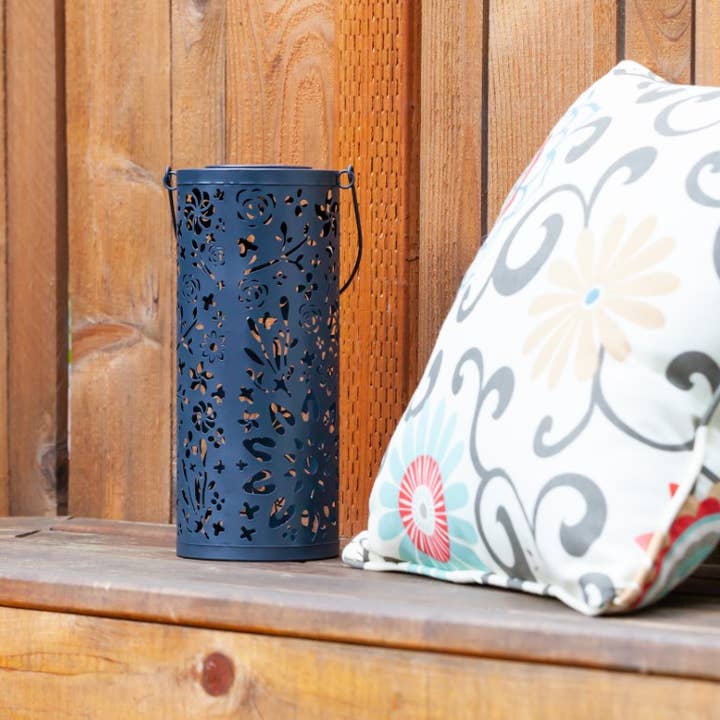 Allsop Home & Garden - Venta al por mayor Luces de exterior/césped - Lámpara solar exterior Metal Bloom de 30 cm - Azul medianoche9