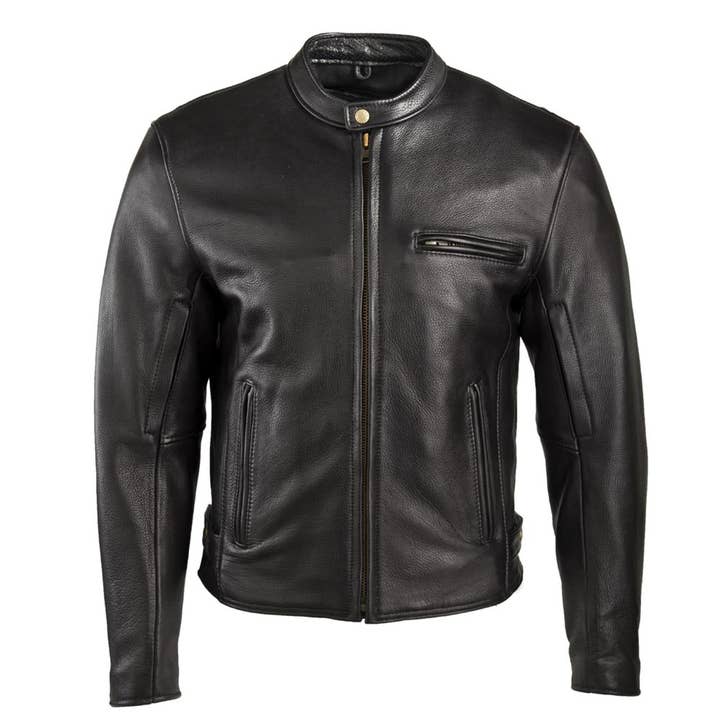 Chaqueta de piel Markhorwear para hombre, para moto Cafe Racer para venta al por mayor de Rhinestone Belt Store