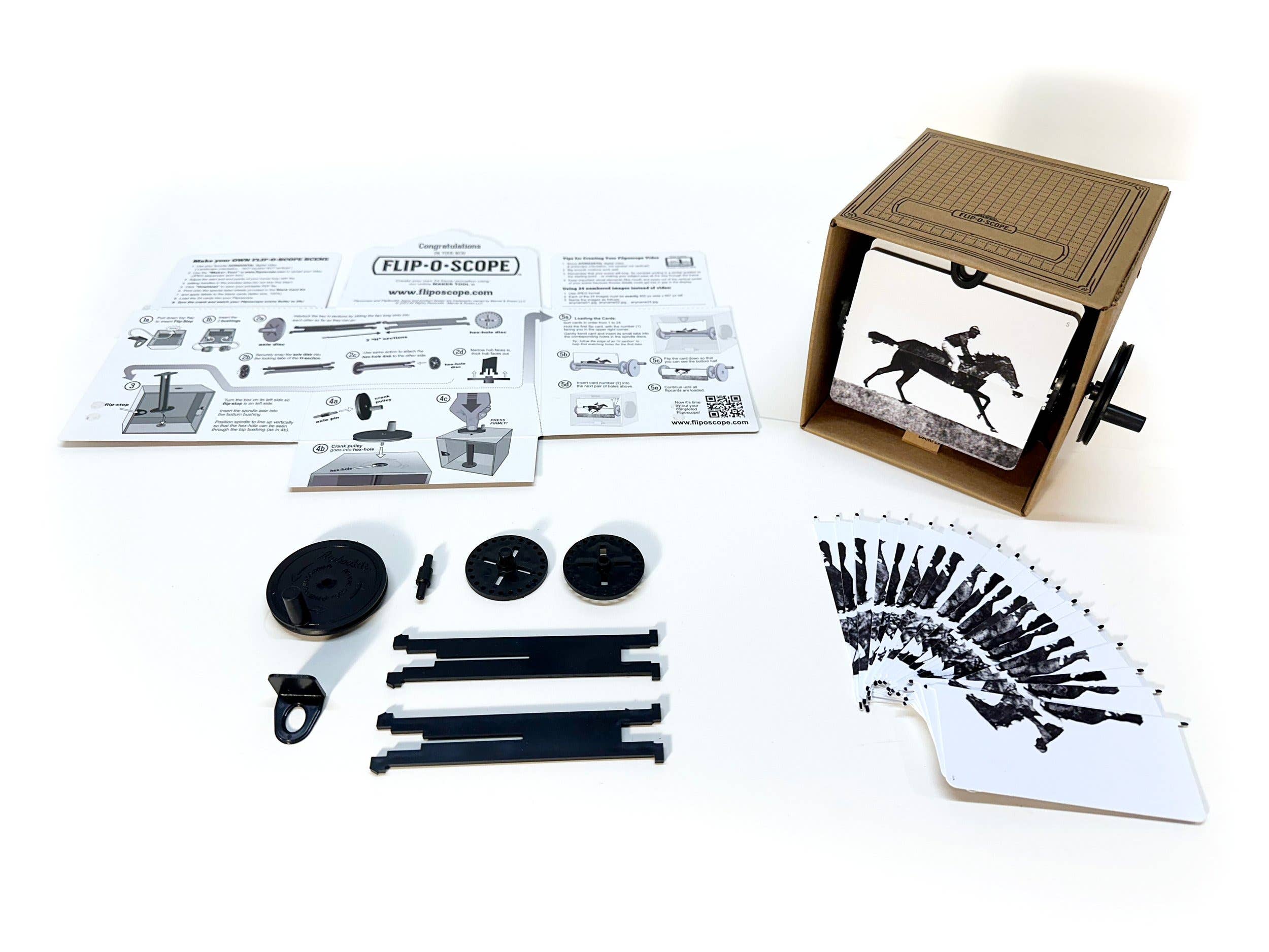 Fliposcope – wholesale DIY-pysselkit – Fliposcope – Gör-det-själv flipboksmaskin med springande häst1