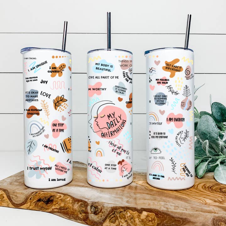 Daily Affirmation tumbler and mugs for wholesale by Solara Boutique