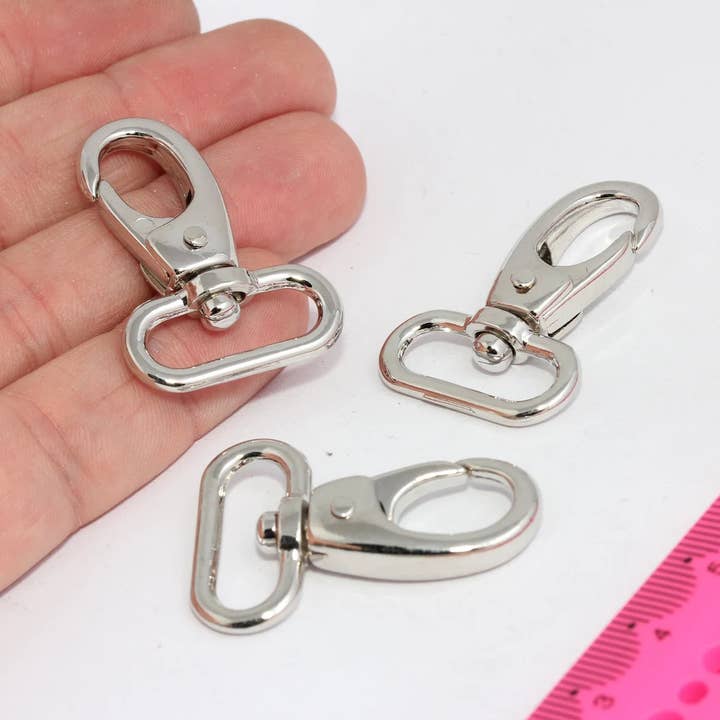14x36mm Rhodium Plated Swivel Carabiner Clasp, MTE941 for wholesale by QueenJewelryM
