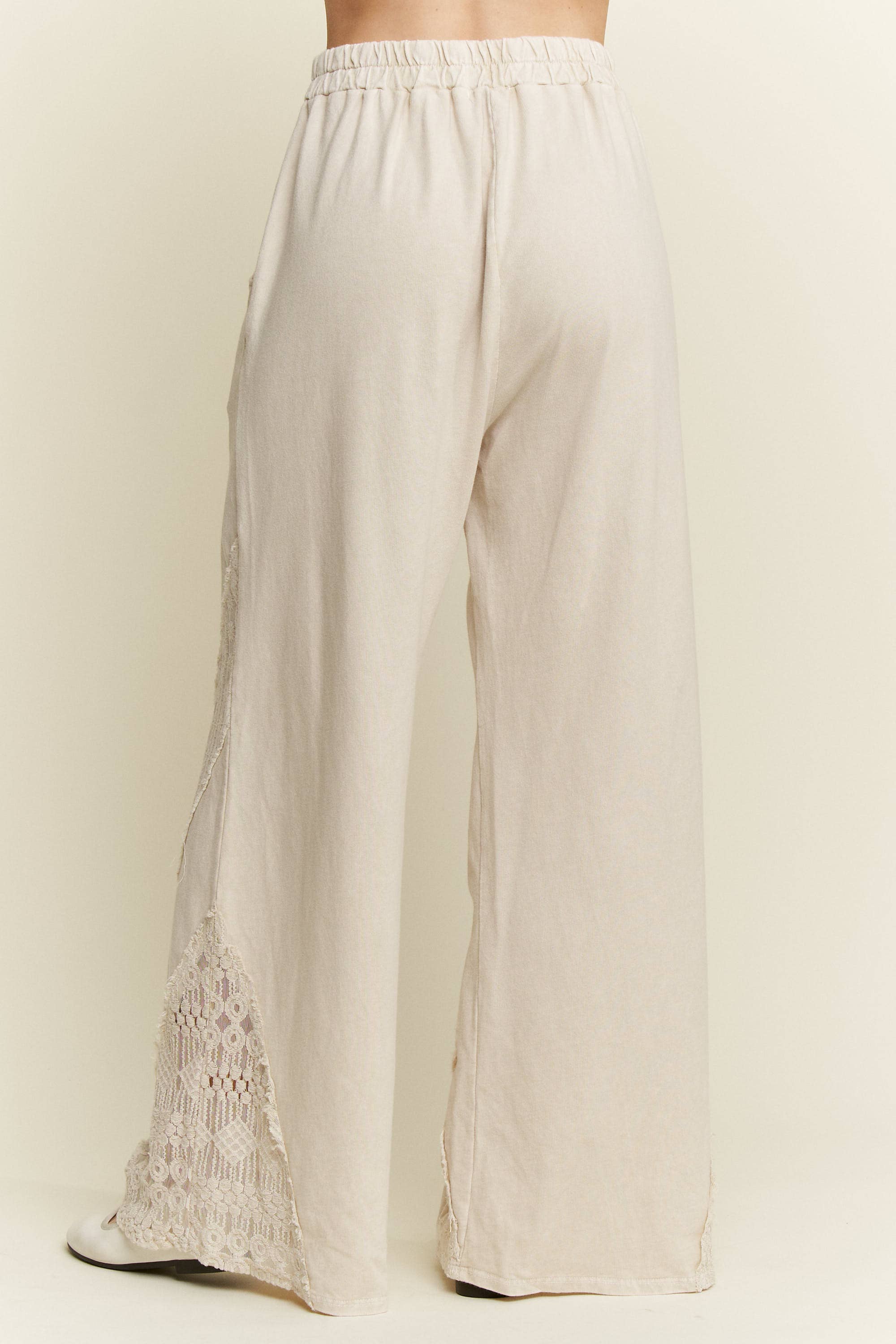 Natural Mineral Washed Eyelet Lace Detailed Pants HP6412 for wholesale on Faire2