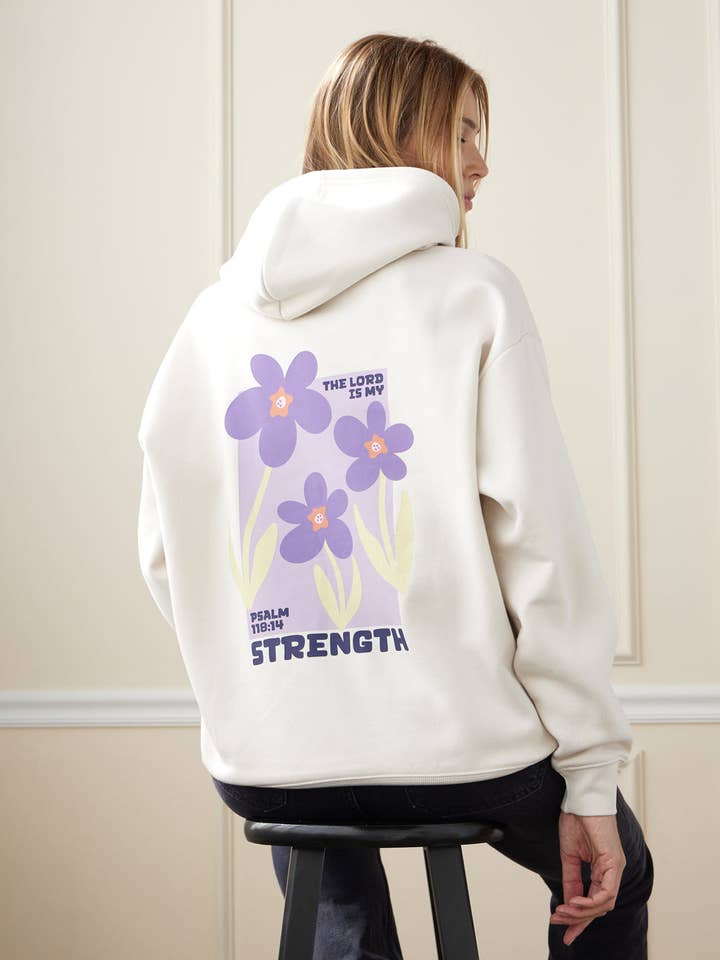My Strength Floral Unisex Hoodie for wholesale by Elevated Faith