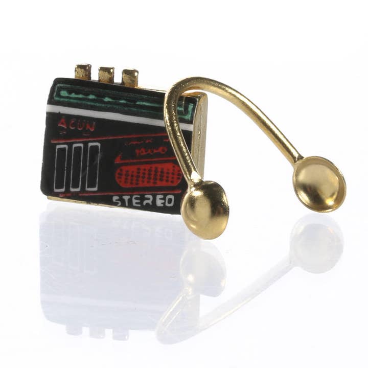 Factory Direct Craft - Wholesale Christmas Decoration - Miniature Retro Brass Cassette Player and Headphones Set